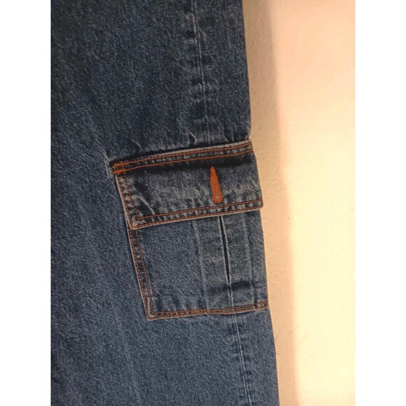 Revice Denim Baja Cargo Jeans Wide Leg Dark Wash American Flag Women's Sz 28 - Picture 4 of 13